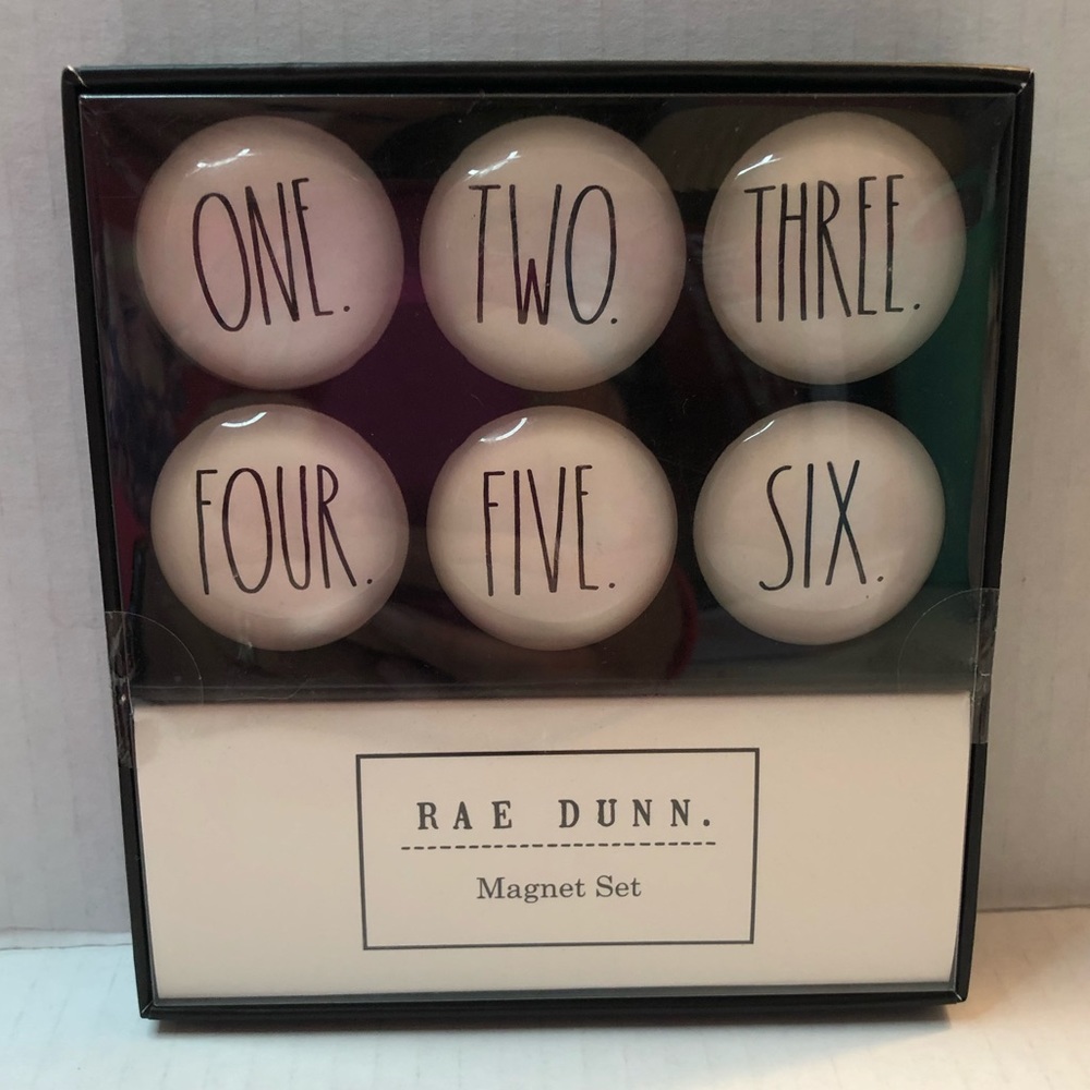 Rae Dunn Magnet Set: Numbers 1 - 6 BNIB Set of 6, One Two Three Four Five Six